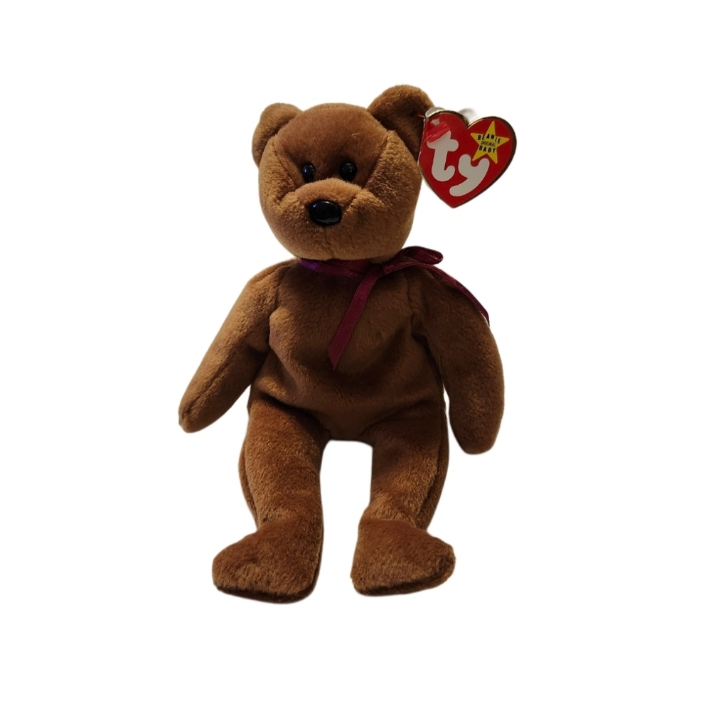 1993/1995 TY Beanie Baby "TEDDY" Style 4050  PVC  RARE Tag Errors  Brown Red